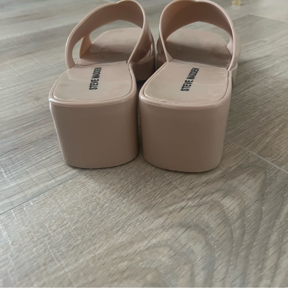 Steve Madden Platform Block Heel Jelly Slides Siz… - image 3